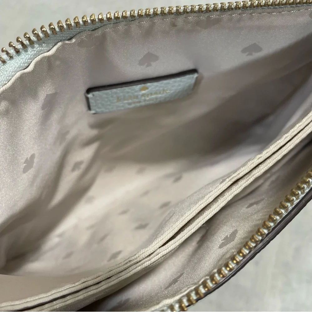Kate Spade Leila Leather Triple Gusset Light Blue Crossbody Bag, EUC